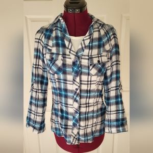 Passport Blue and White Plaid Button Down Shirt